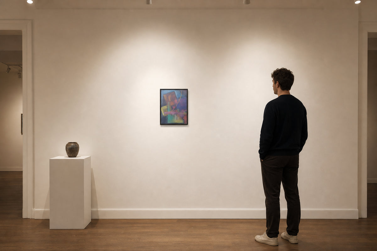 Colourful Abstract Geometric Shapes on Dark - shown to scale