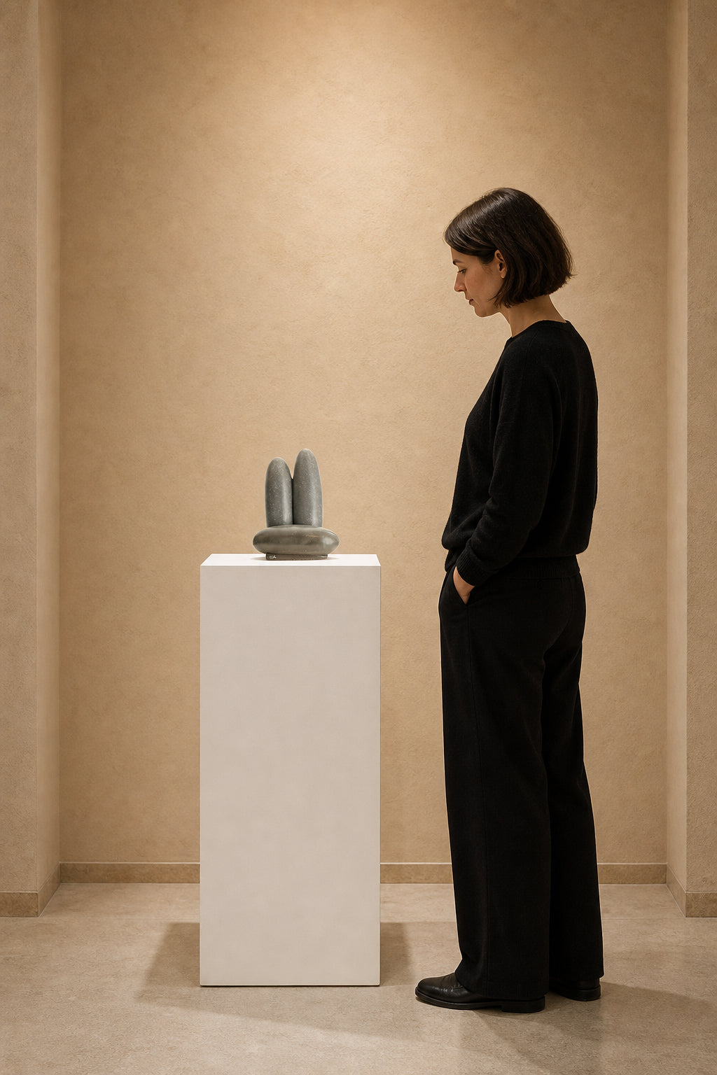 Abstract Ceramic Sculpture Three Forms - shown to scale