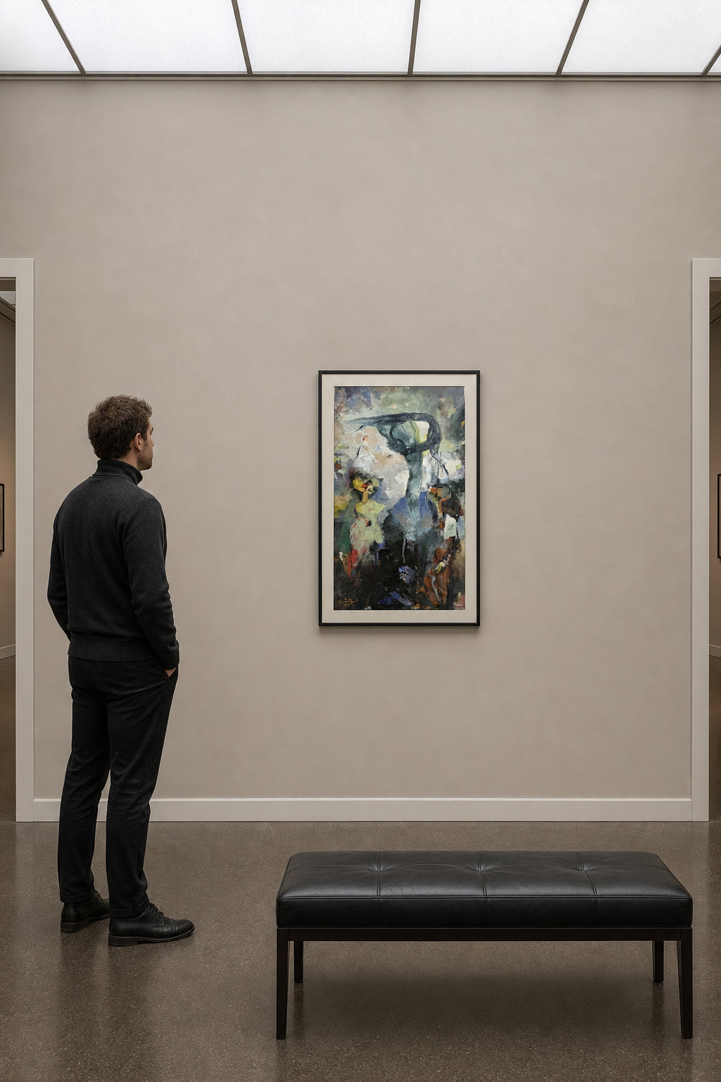 Abstract Figure with Dark Swirling Forms - shown to scale