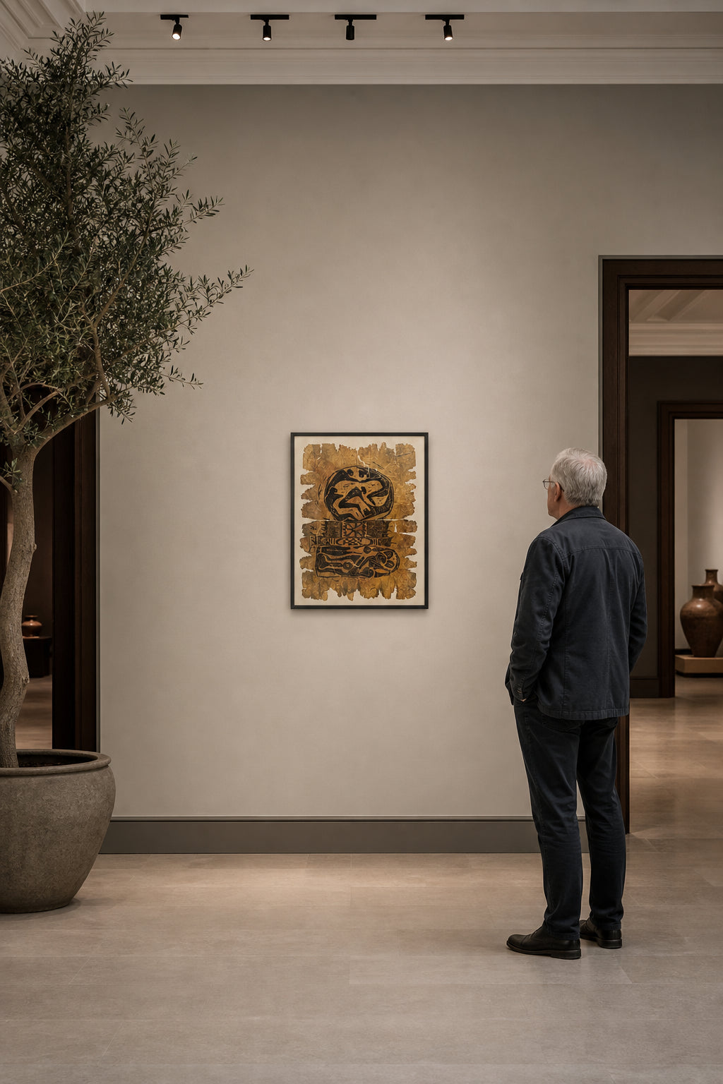 Ancient Symbolic Figure on Aged Paper - shown to scale