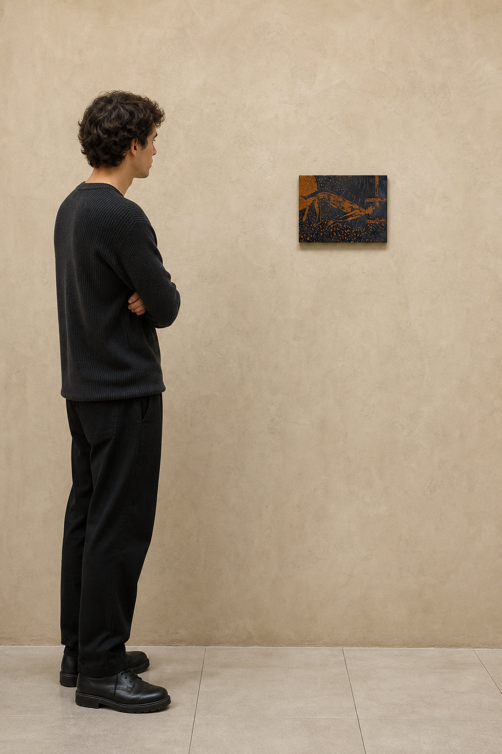 Reclining Figure on Dark Background - shown to scale
