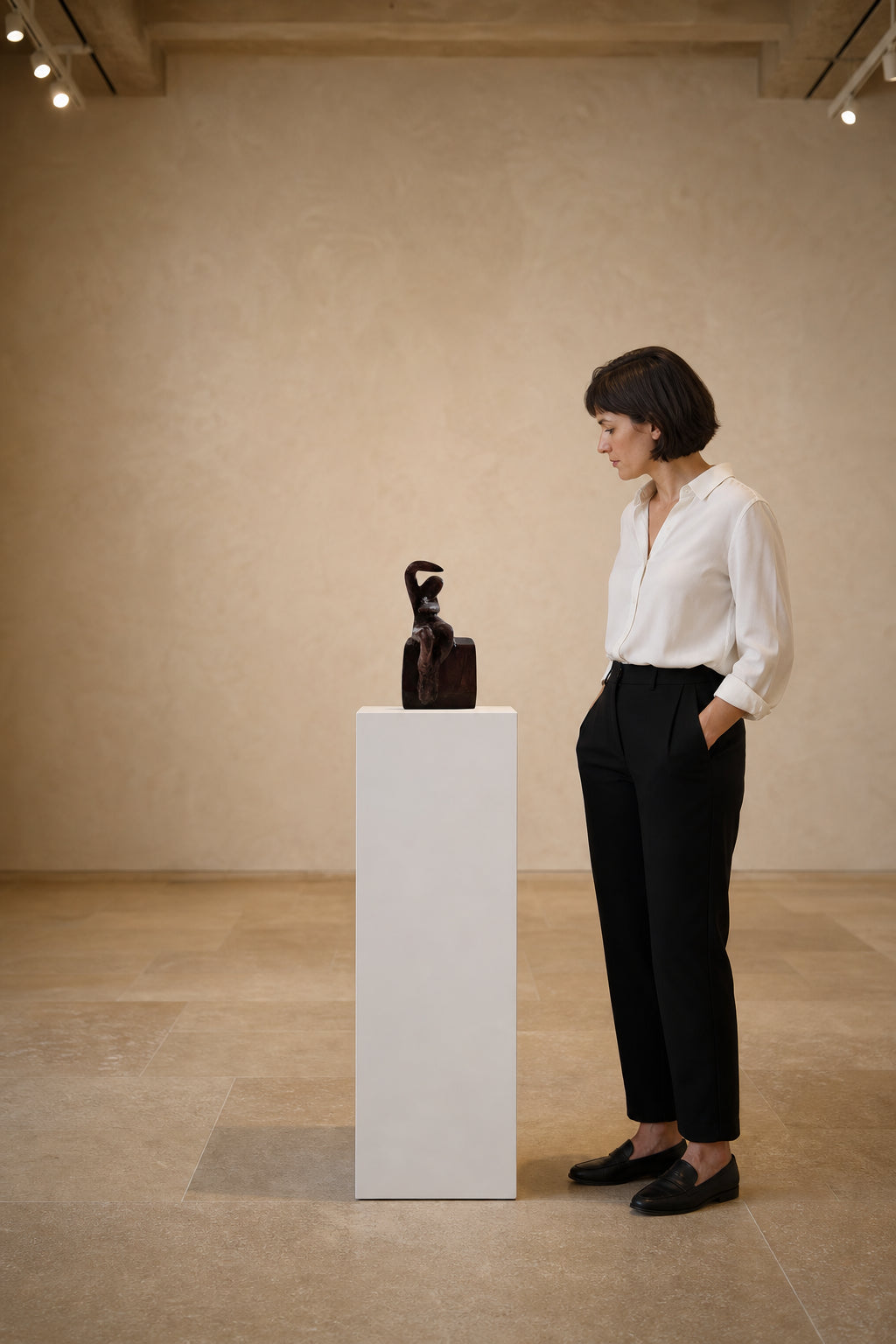 Abstract Seated Figure Sculpture - shown to scale