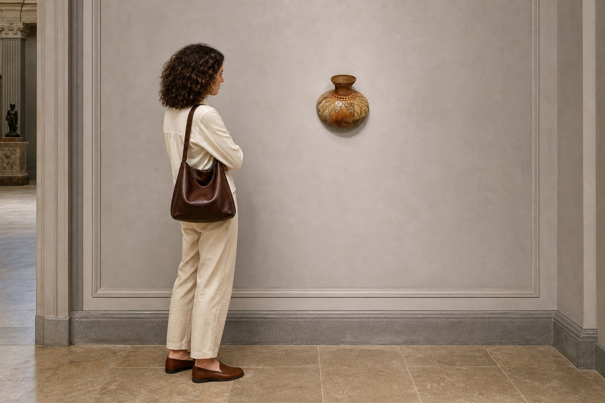 Textured Ceramic Vessel with Incised Patterns - shown to scale