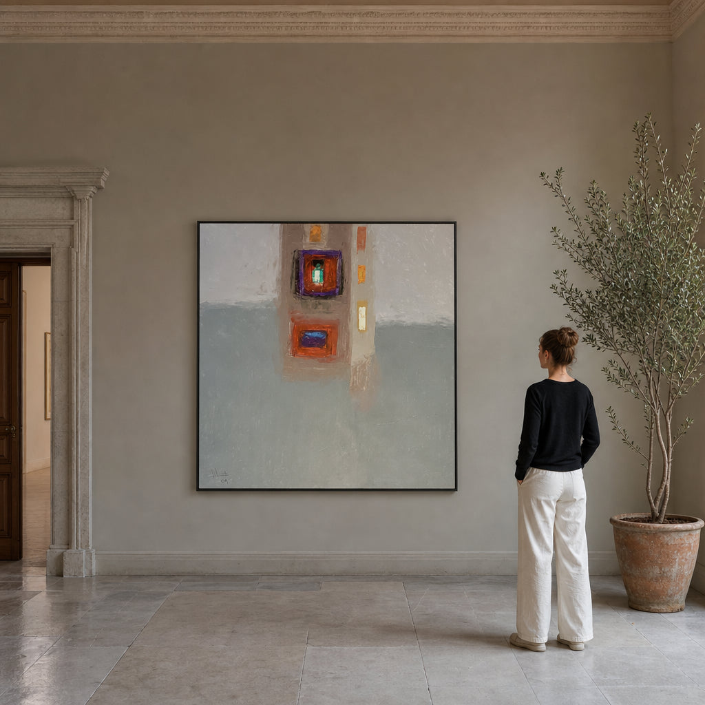 Abstract Tower with Coloured Windows - shown to scale