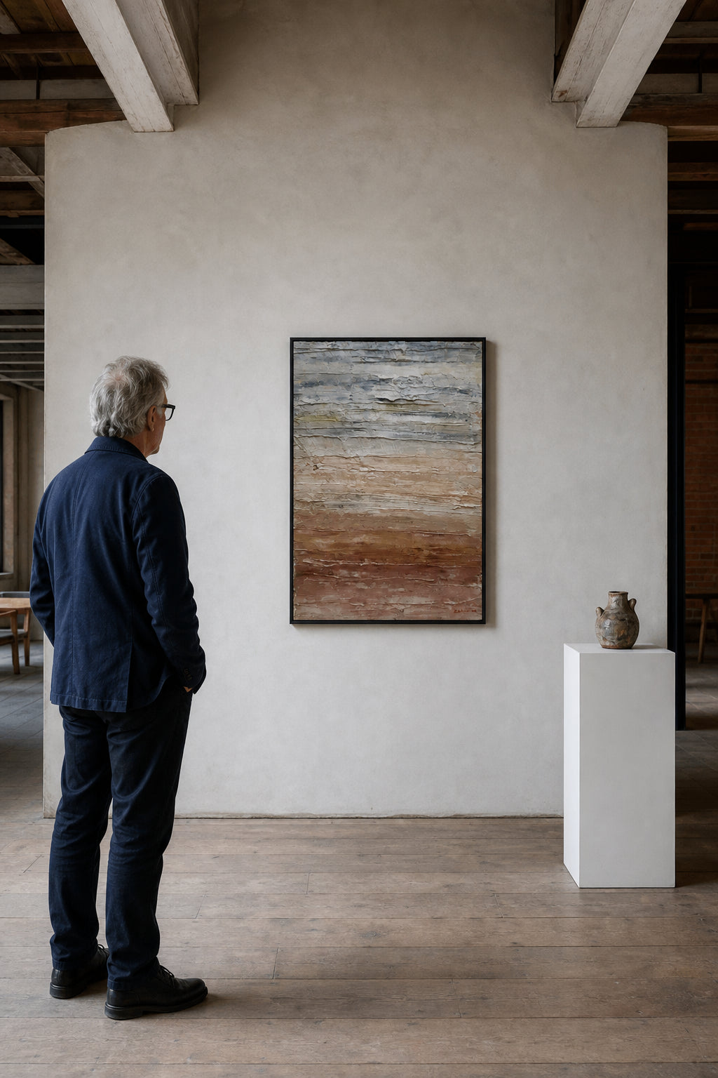 Layered Textured Abstract in Earthy Tones - shown to scale