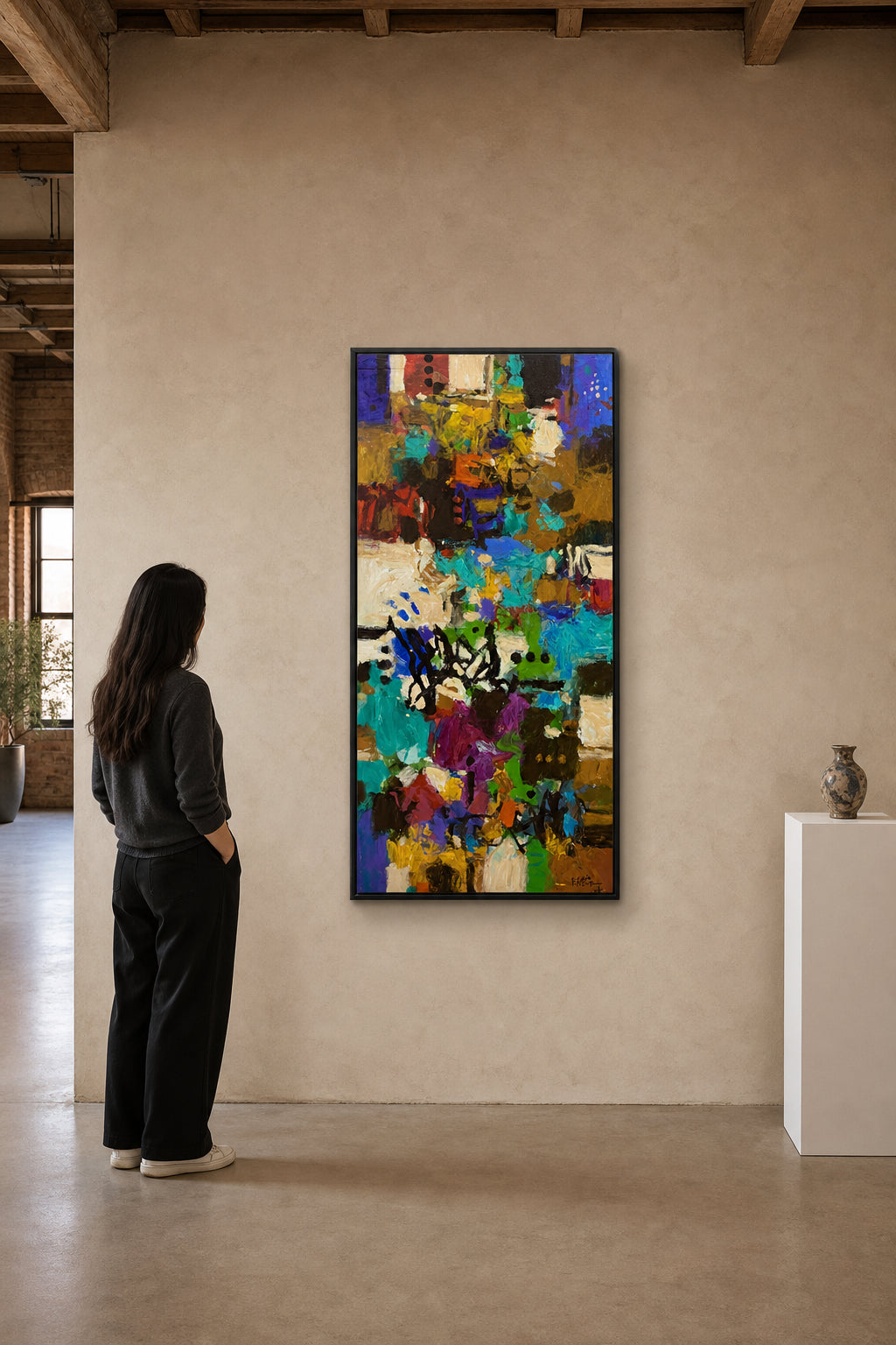 Vibrant Multicolour Abstract Composition - shown to scale
