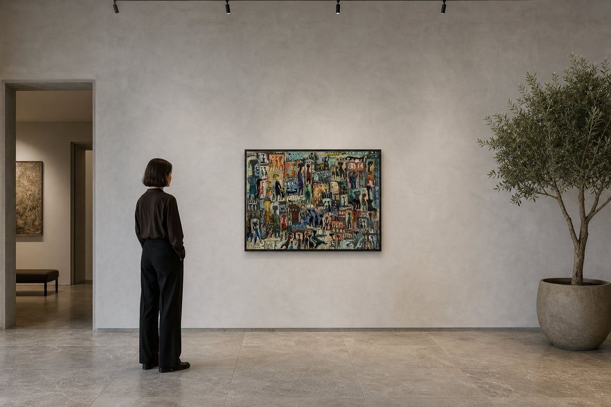 Crowded City Streets with Many Figures - shown to scale
