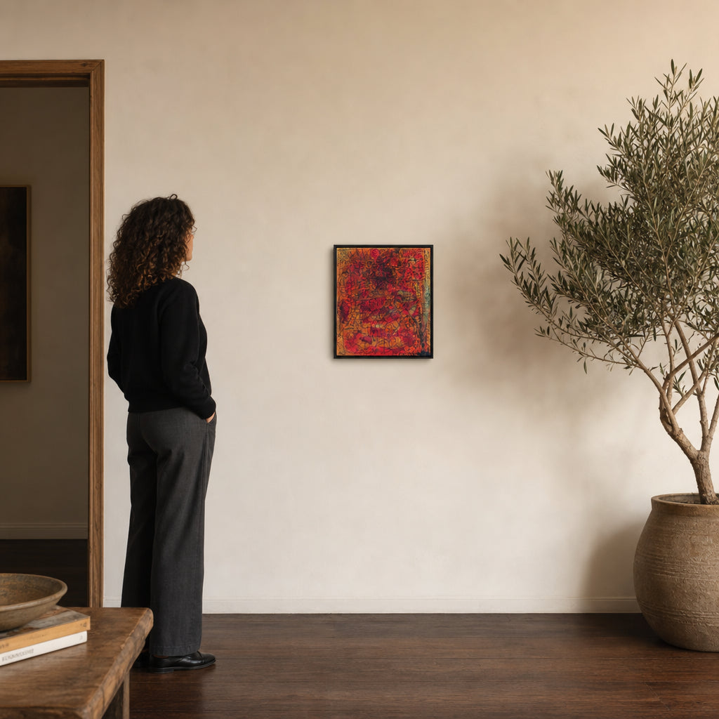 Red and Orange Abstract Gestural Composition - shown to scale