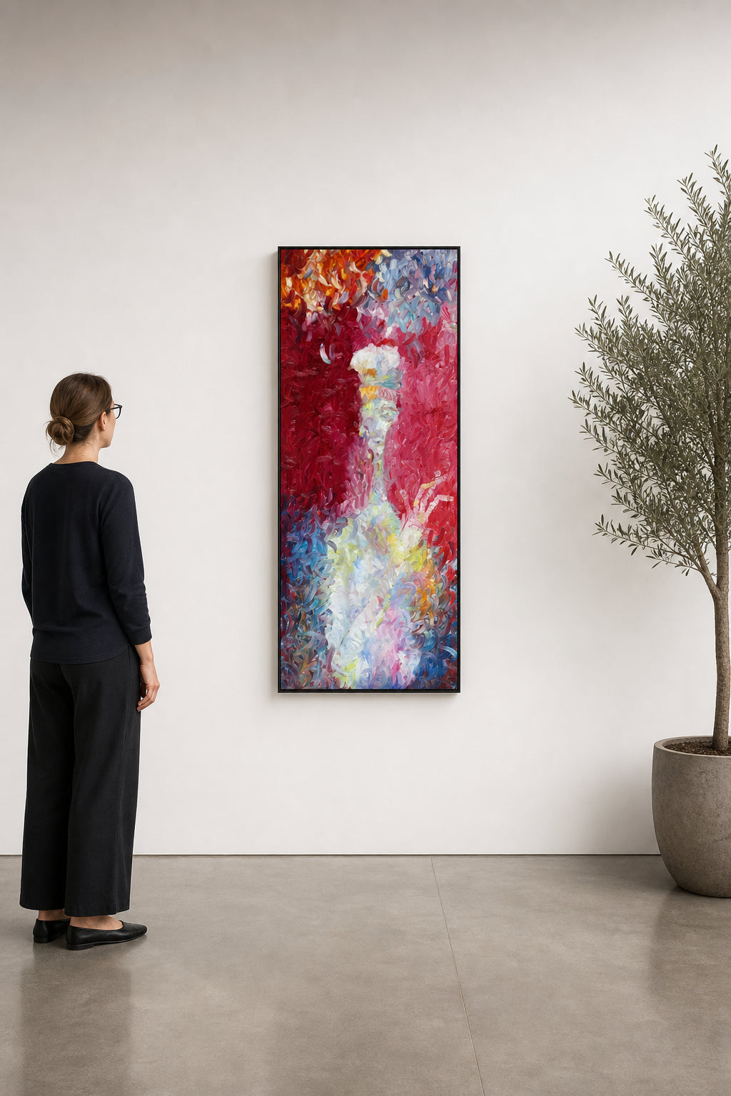 Abstract Figure Emerging from Red - shown to scale