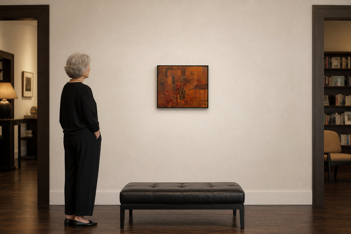 Two Figures with Arabic Script Wall - shown to scale