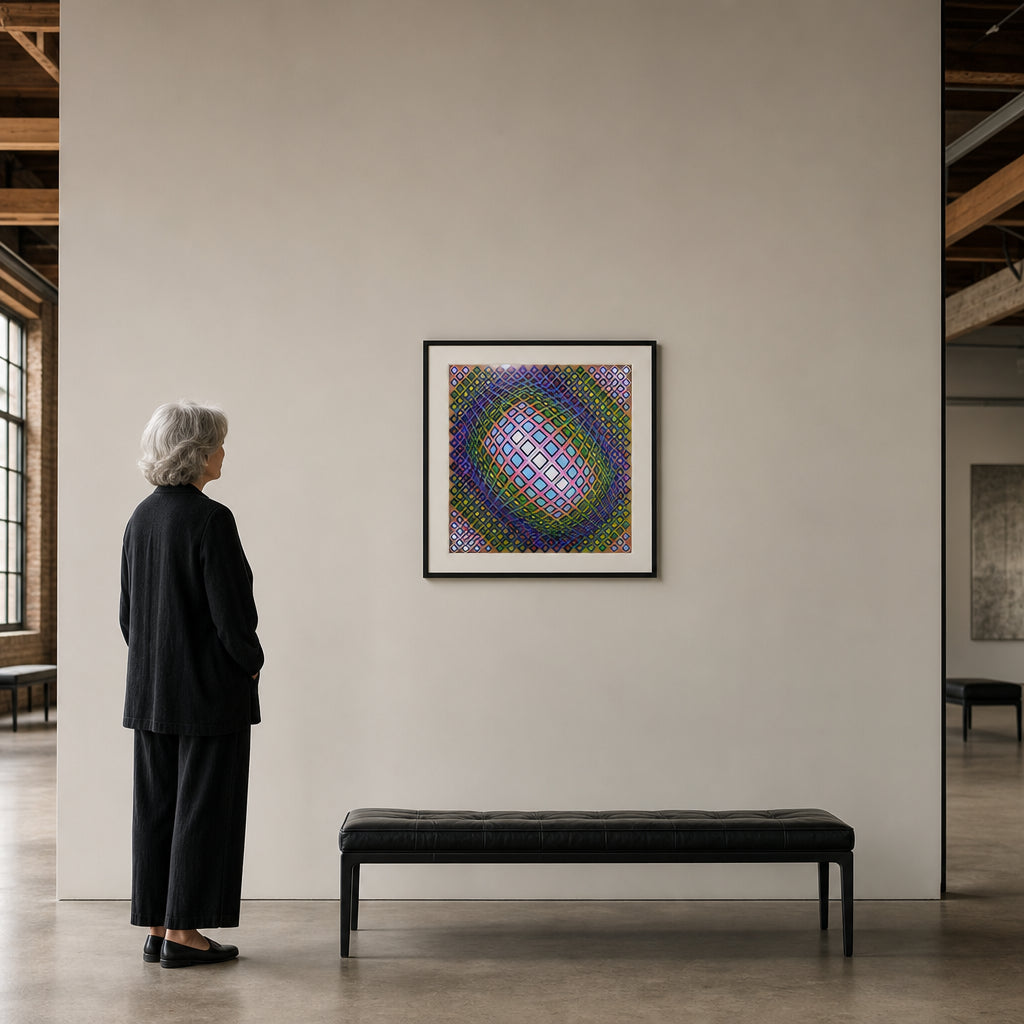 Colourful Diamond Grid Optical Sphere - shown to scale