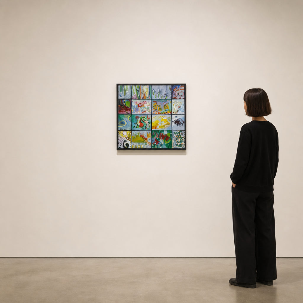 Sixteen Abstract Panels Grid Composition - shown to scale