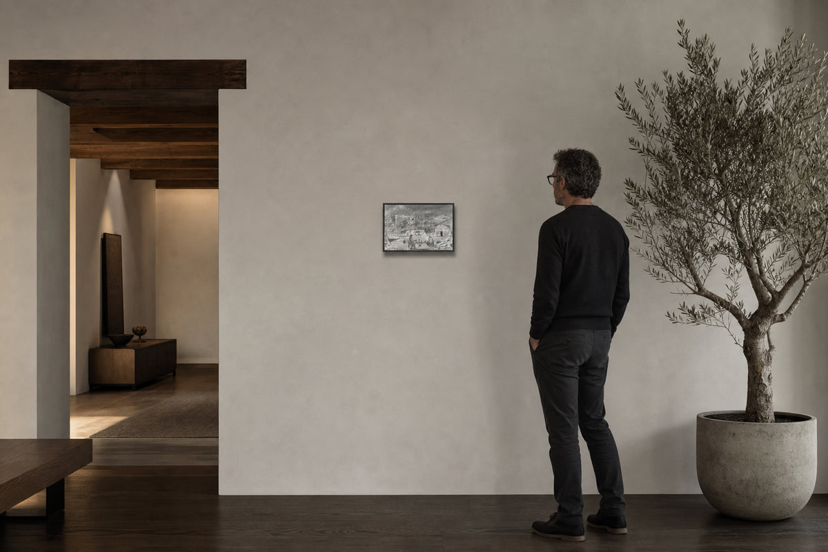 Two Figures Seated at Table Outdoors - shown to scale