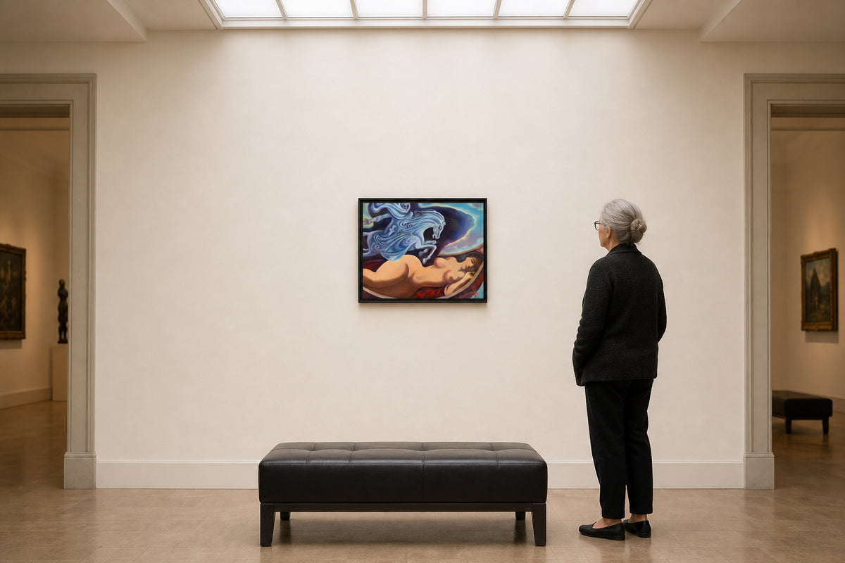 Reclining Nude with Ghostly Blue Horse - shown to scale