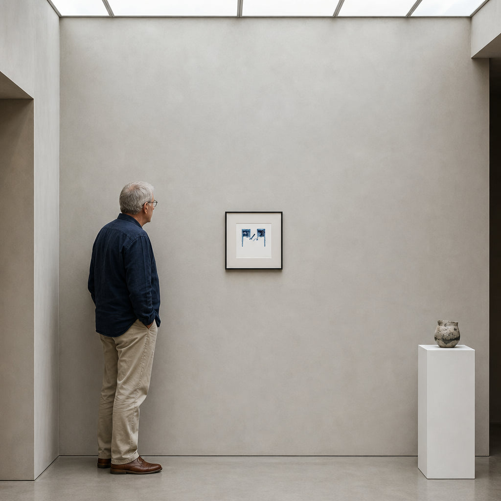 Two Blue Abstract Chair Forms - shown to scale