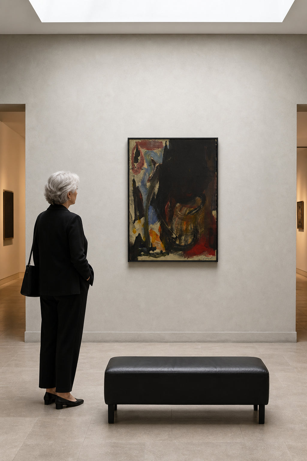 Dark Abstract Forms with Bold Brushstrokes - shown to scale