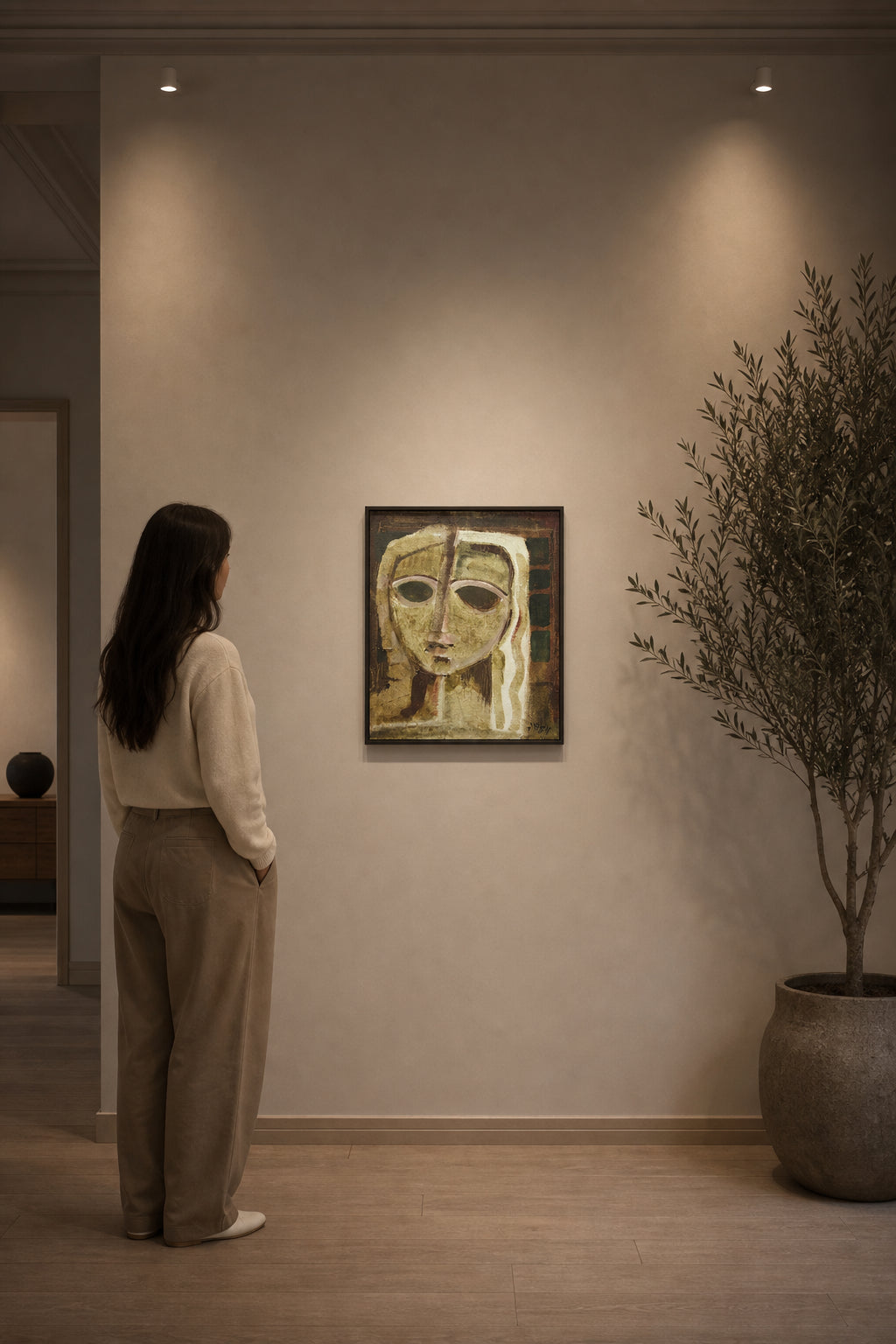Abstract Female Face Portrait - shown to scale