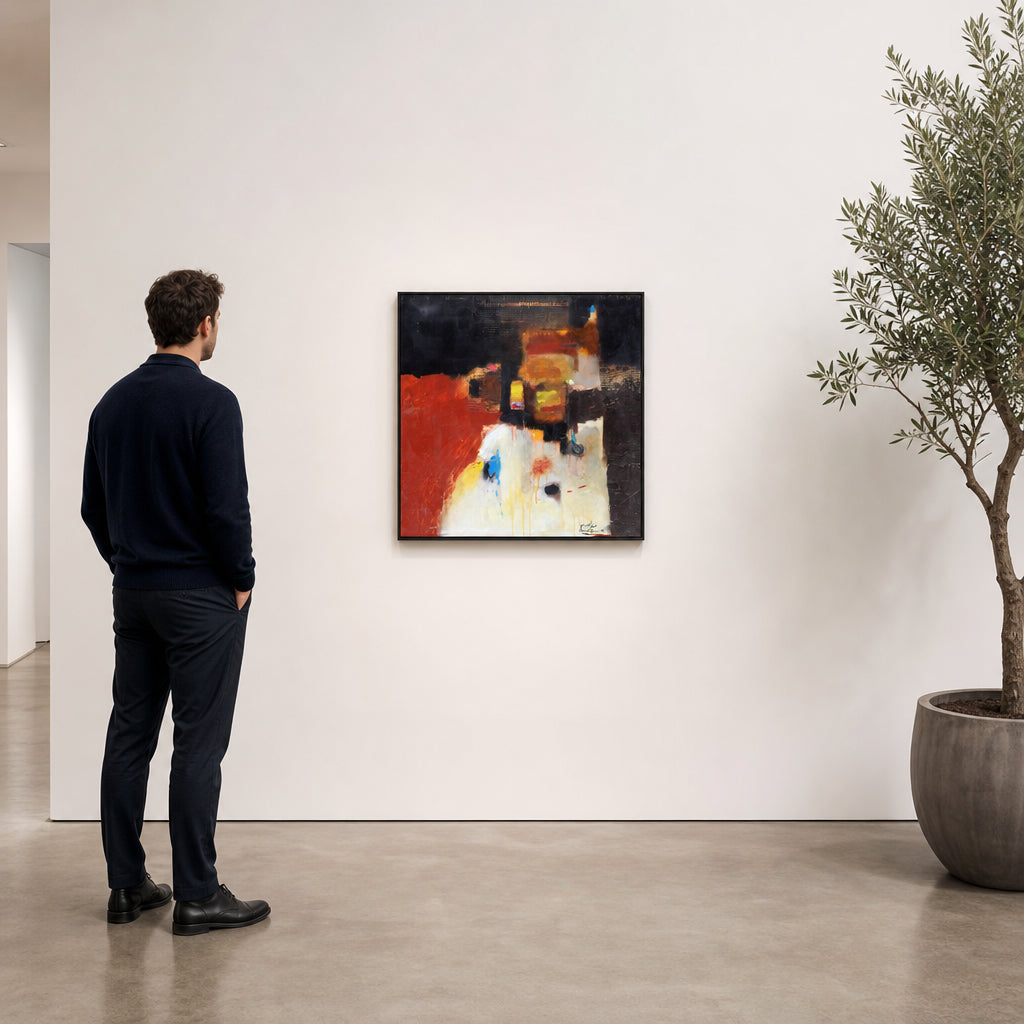 Abstract Composition in Red and Black - shown to scale