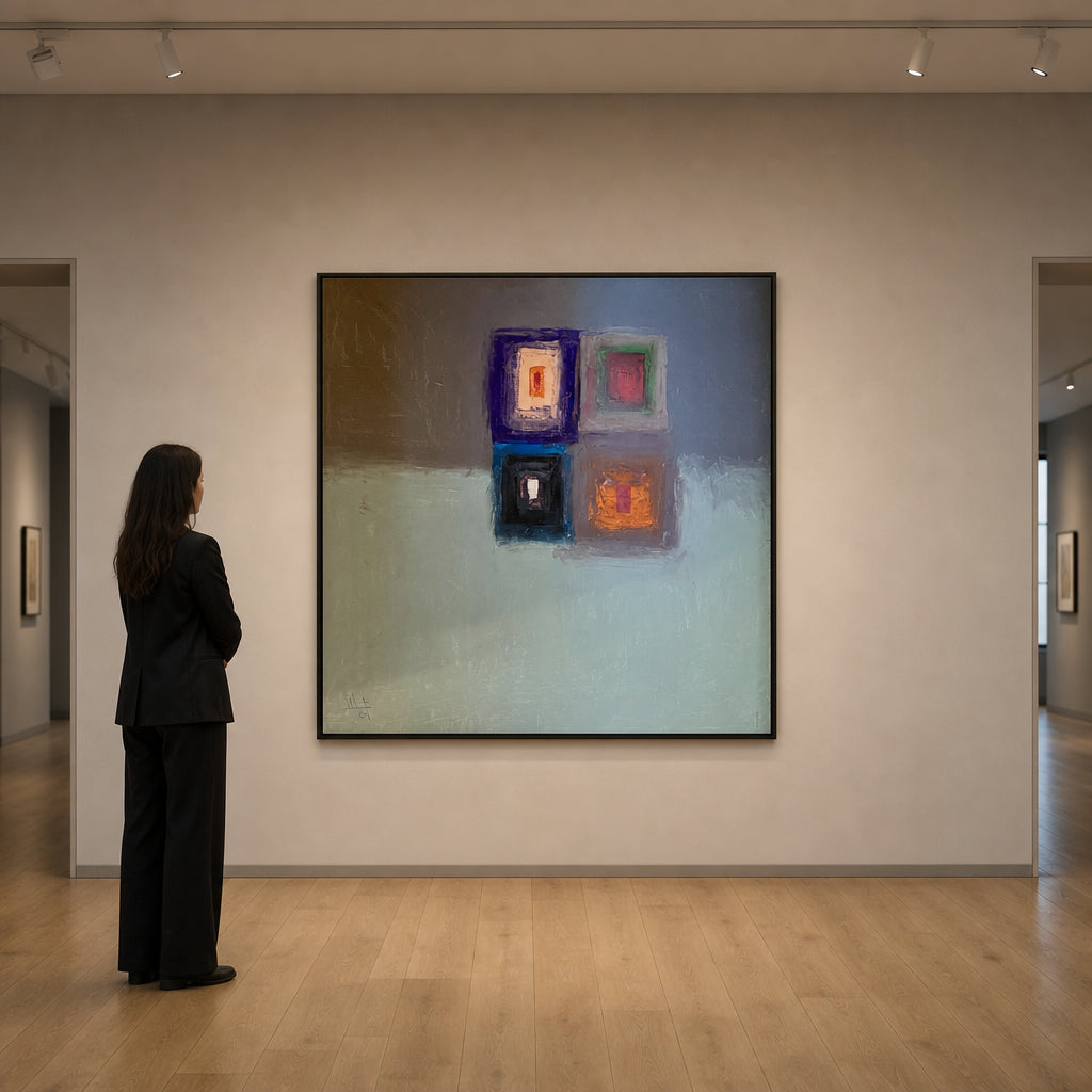 Four Nested Squares on Muted Ground - shown to scale