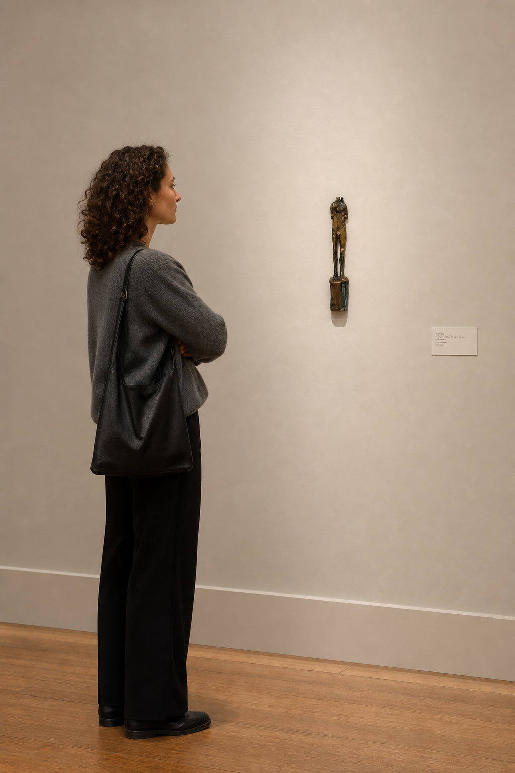 Elongated Standing Human Figure Bronze - shown to scale
