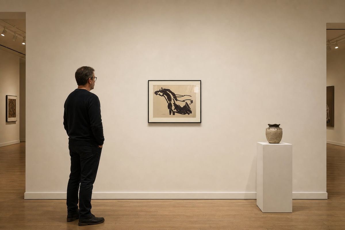 Abstract Horse Figure in Black Ink - shown to scale