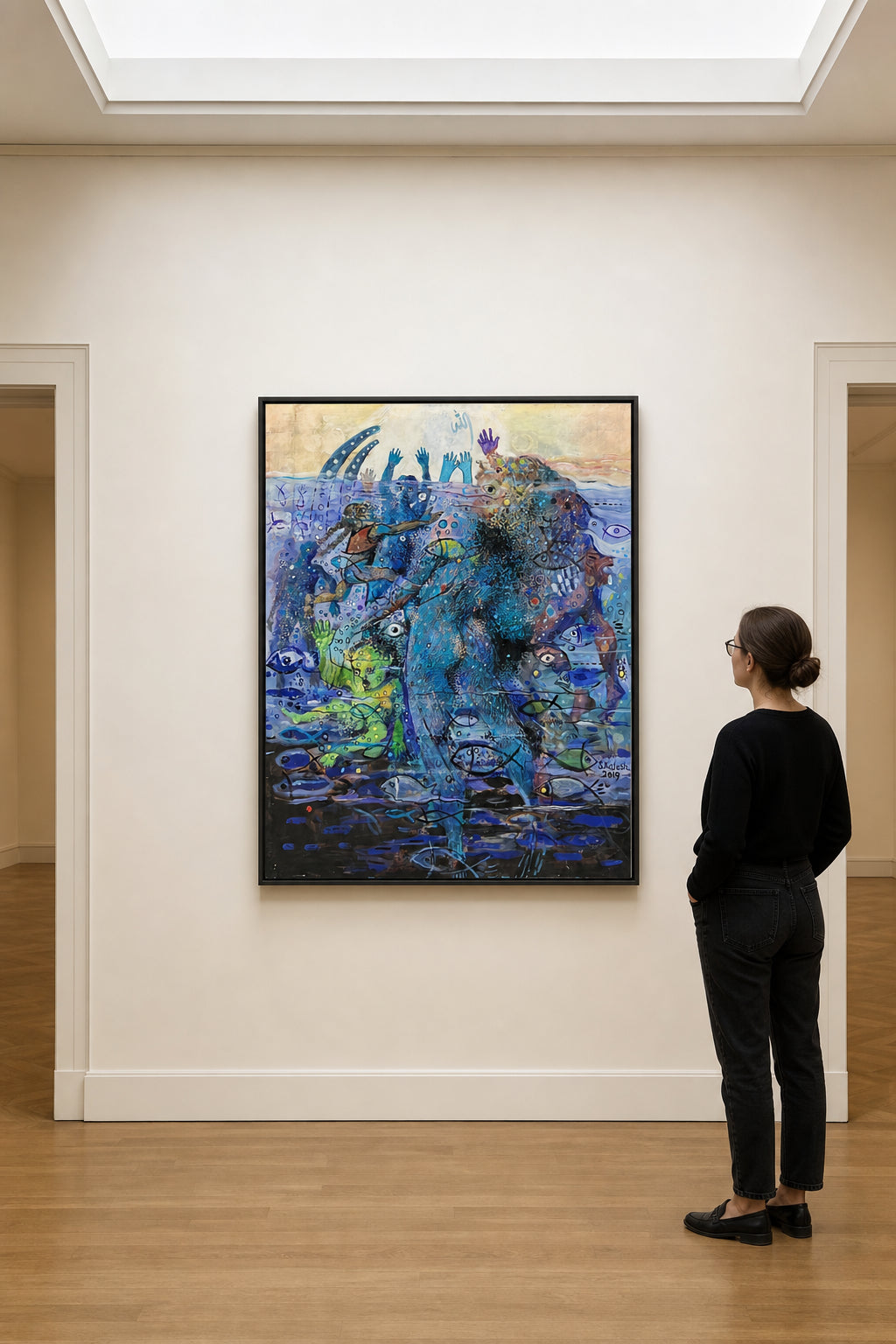 Figures and Fish in Blue Waters - shown to scale