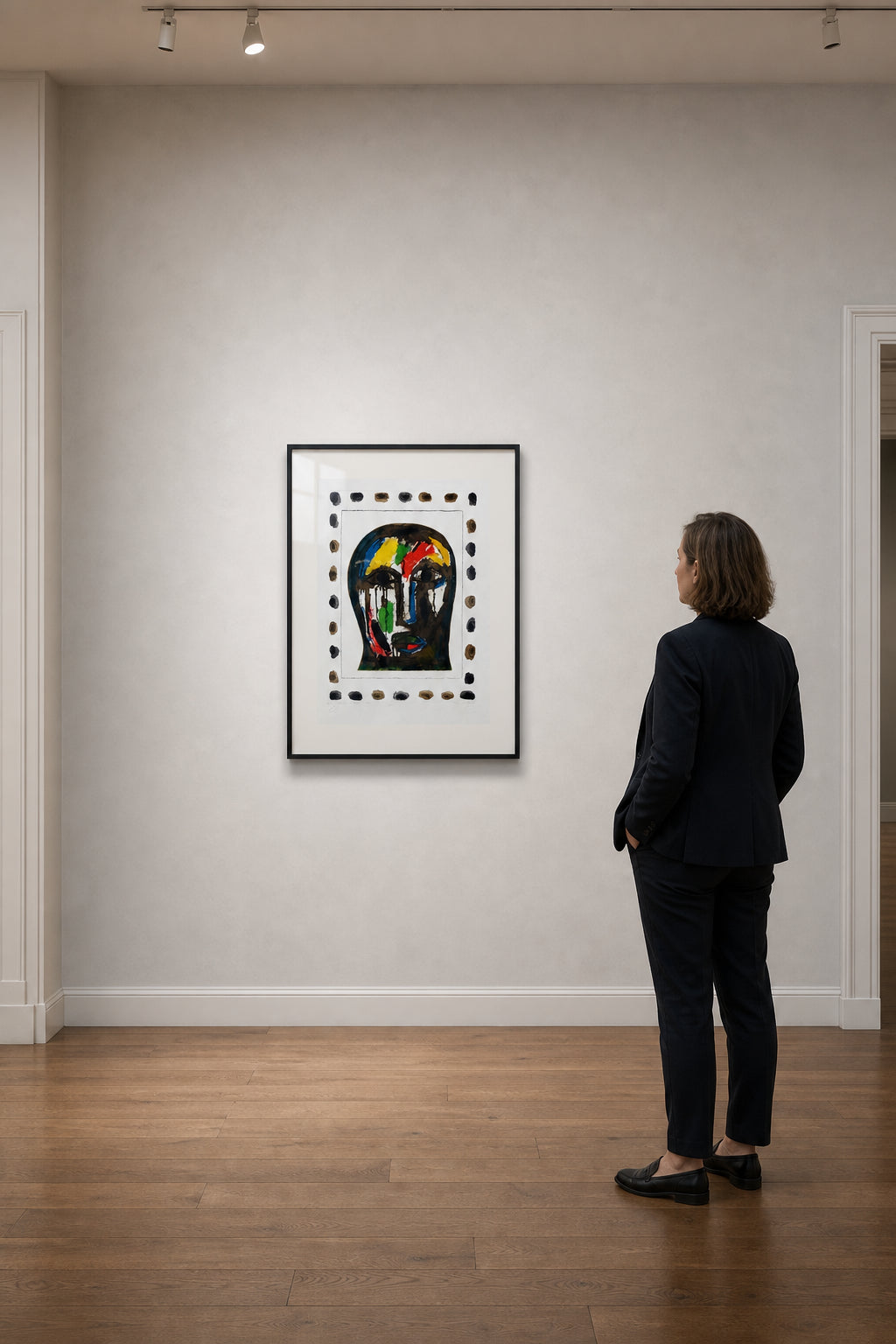 Abstract Face with Colorful Brushstrokes - shown to scale