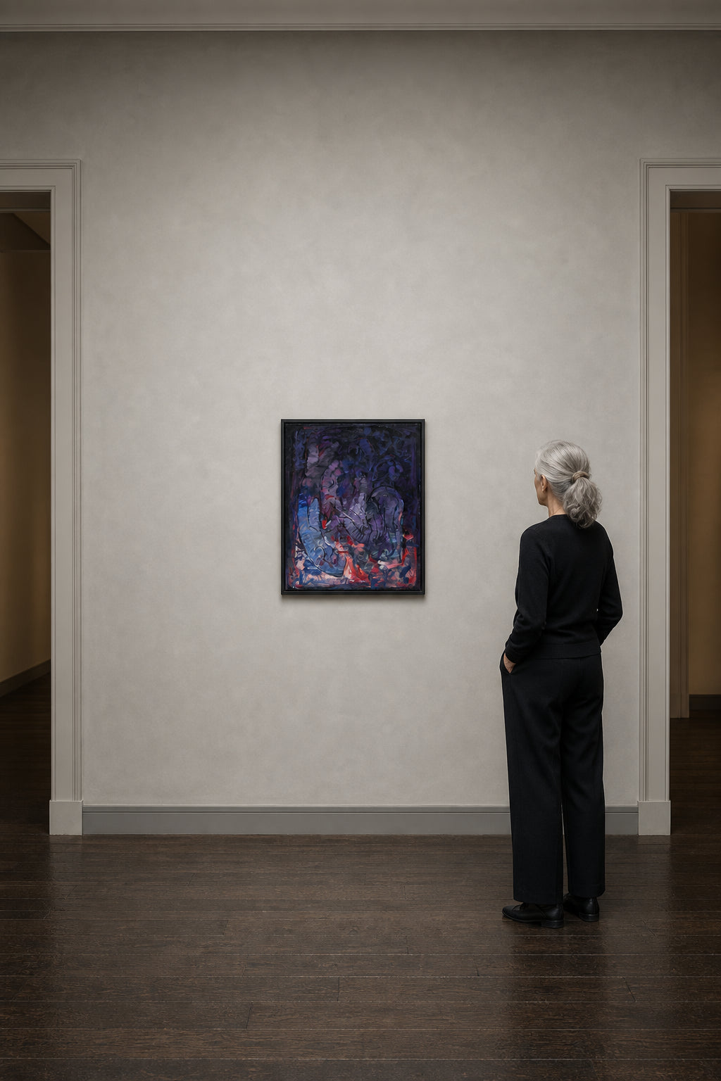 Dark Abstract in Purple and Red - shown to scale
