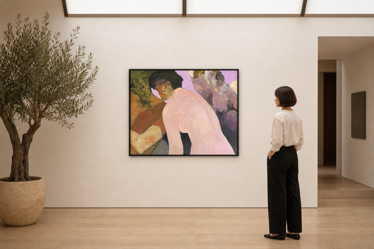 Nude Back Amid Expressive Figures - shown to scale