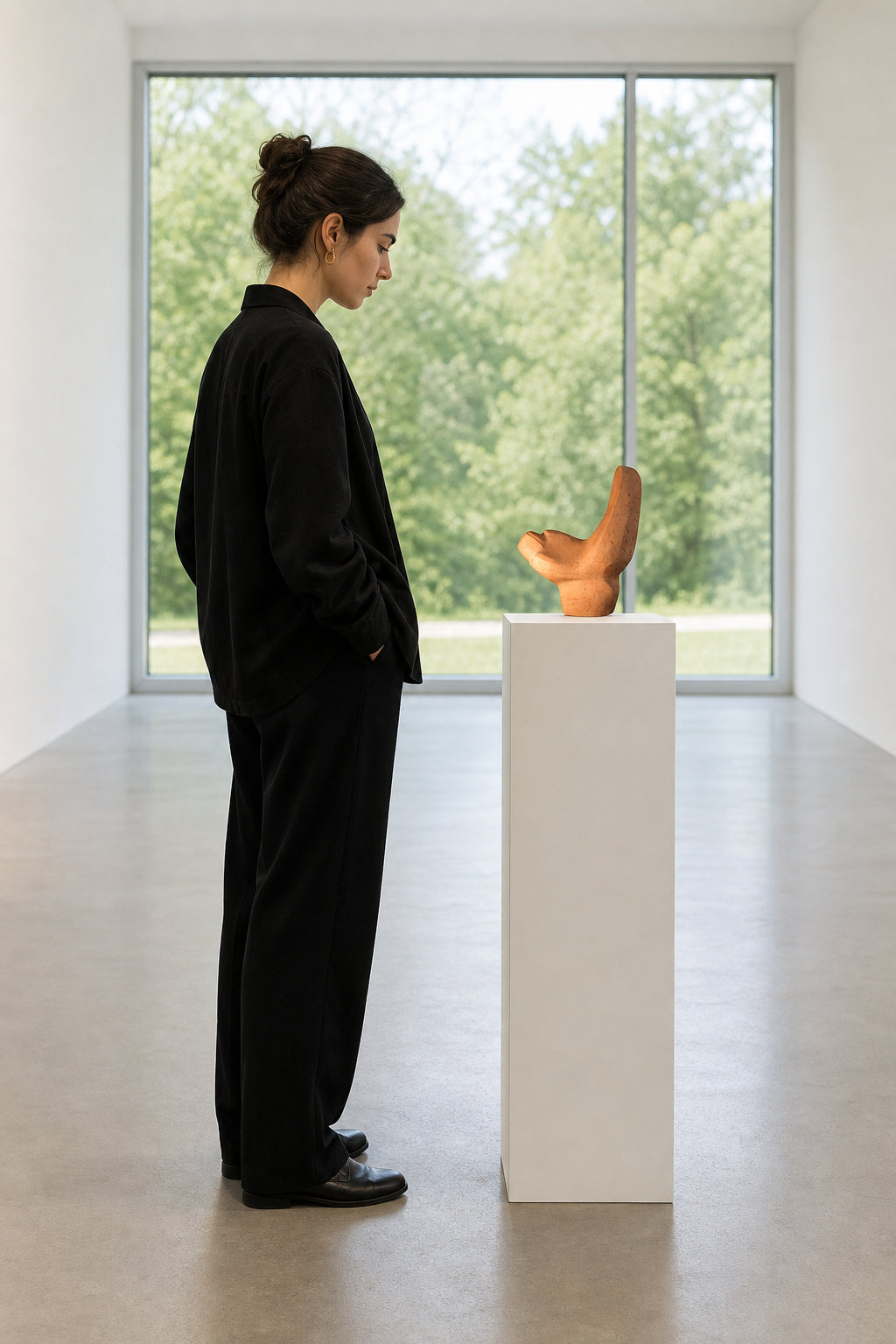 Abstract Bird Form Marble Sculpture - shown to scale