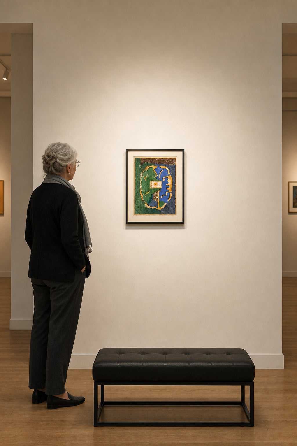 Abstract Shapes in Green and Blue - shown to scale