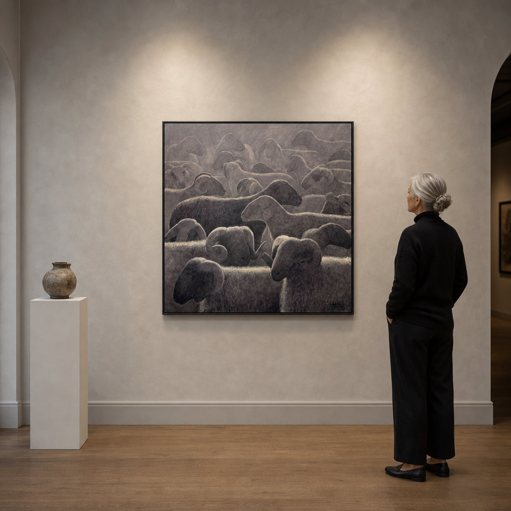 Large Flock of Sheep Together - shown to scale