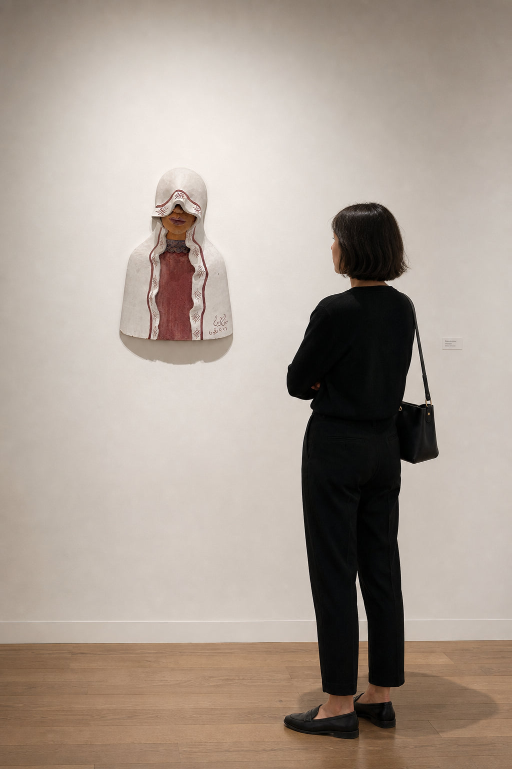 Veiled Woman Bust with Folk Patterns - shown to scale