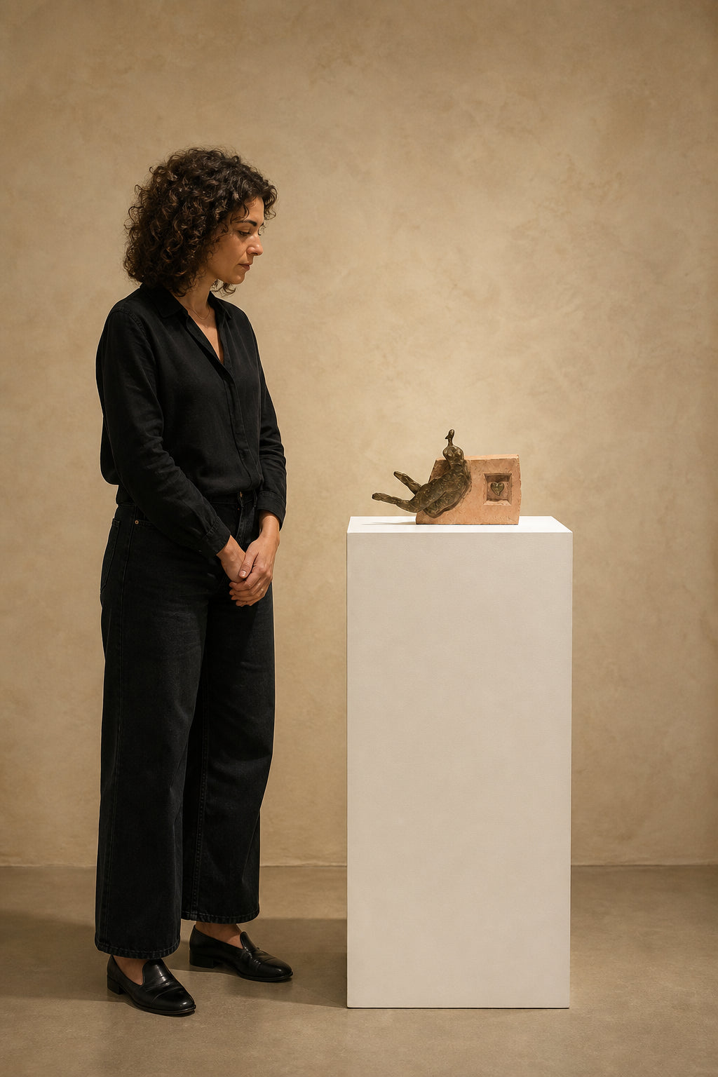 Reclining Figure with Heart Niche - shown to scale