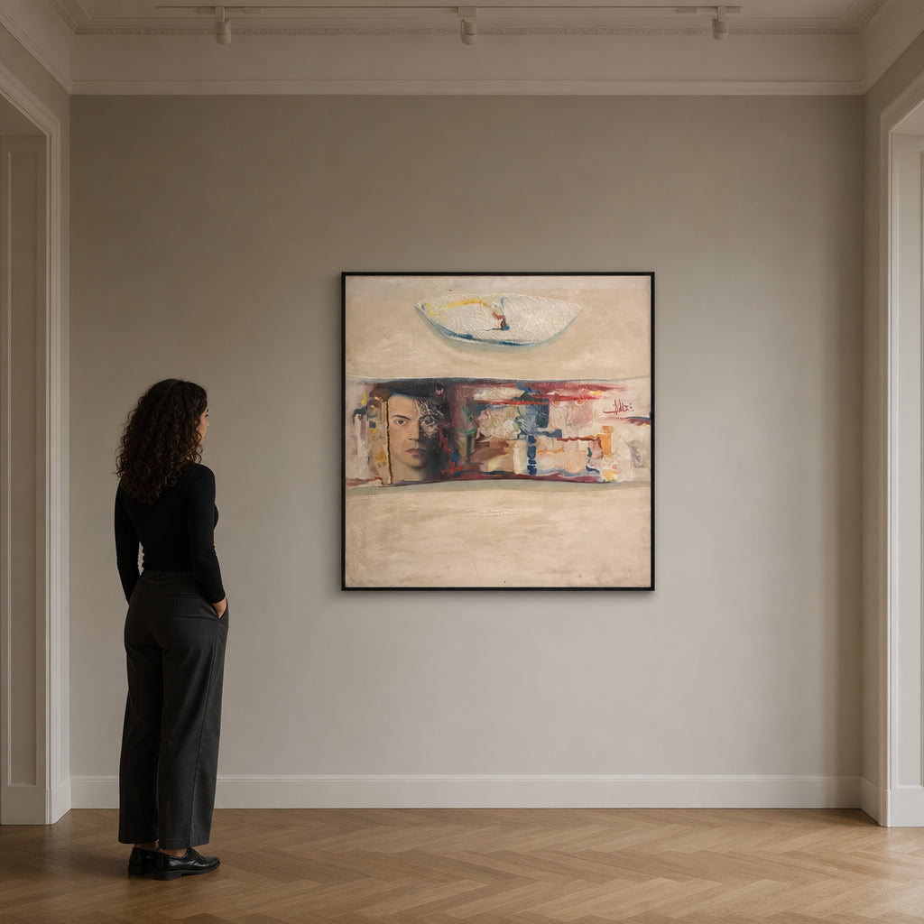 Male Portrait with Abstract Elements - shown to scale