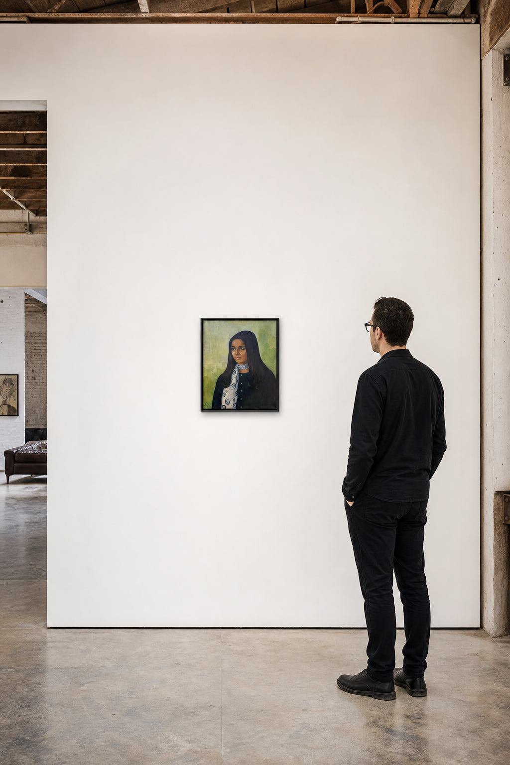 Portrait of a Young Woman with Scarf - shown to scale