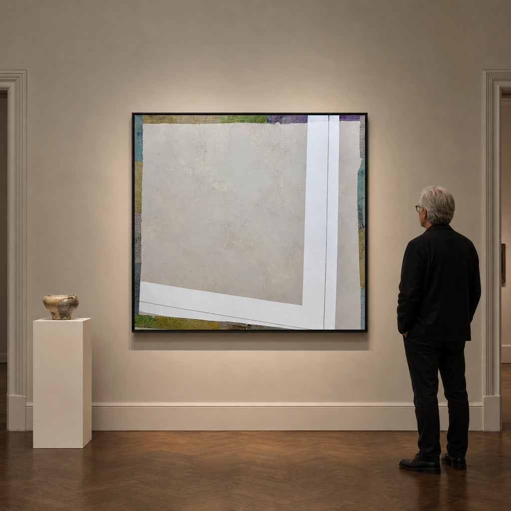 Textured Grey Square on Layered Ground - shown to scale