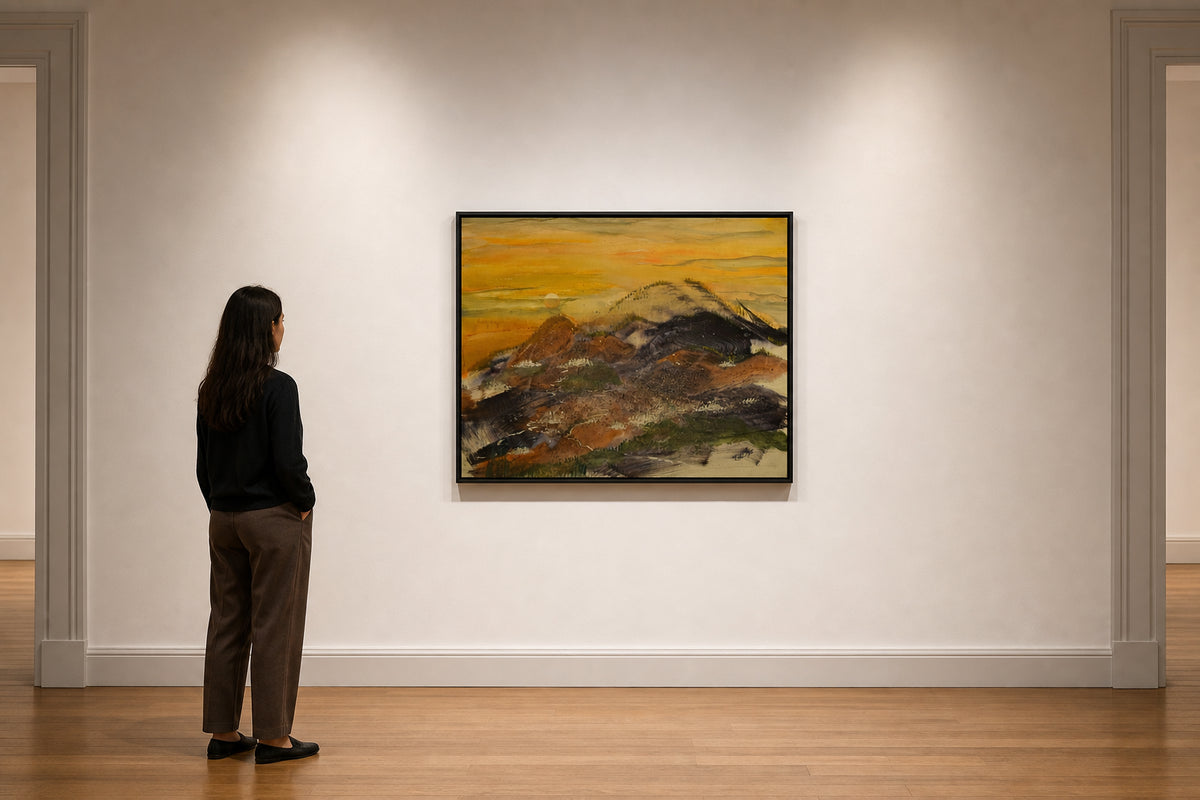 Mountain Landscape at Golden Sunset - shown to scale