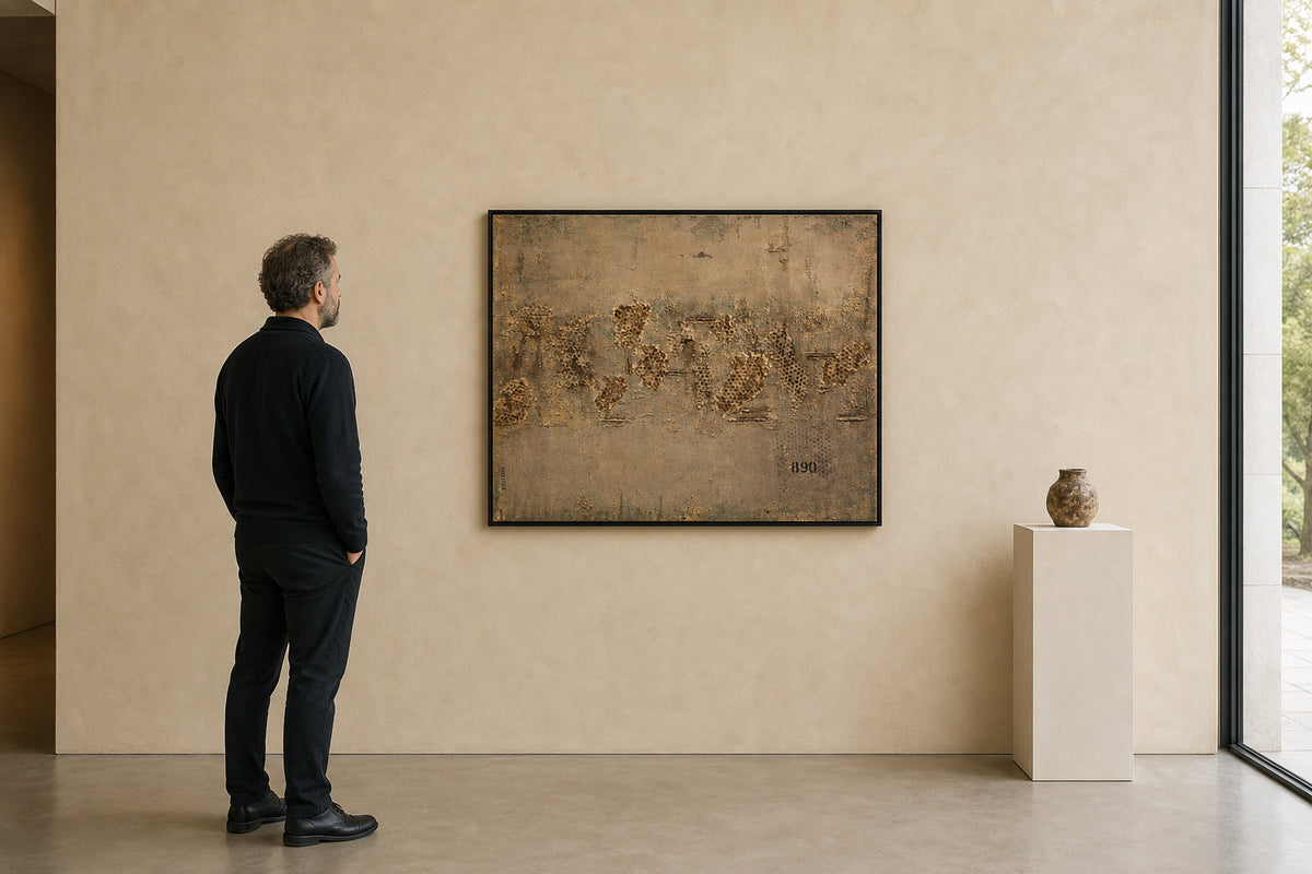 Honeycomb Texture Mixed Media Canvas - shown to scale