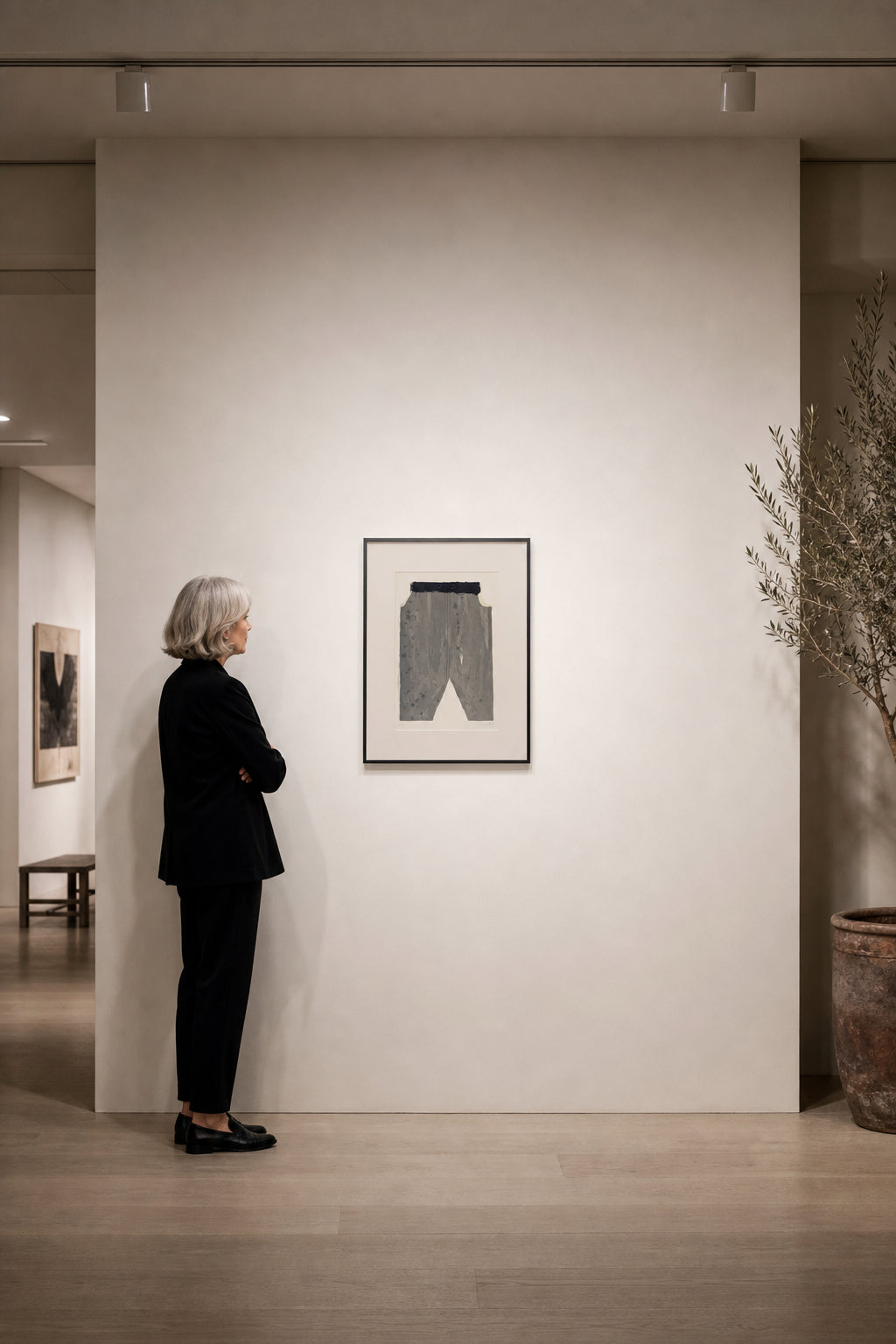 Grey Trousers with Black Waistband - shown to scale