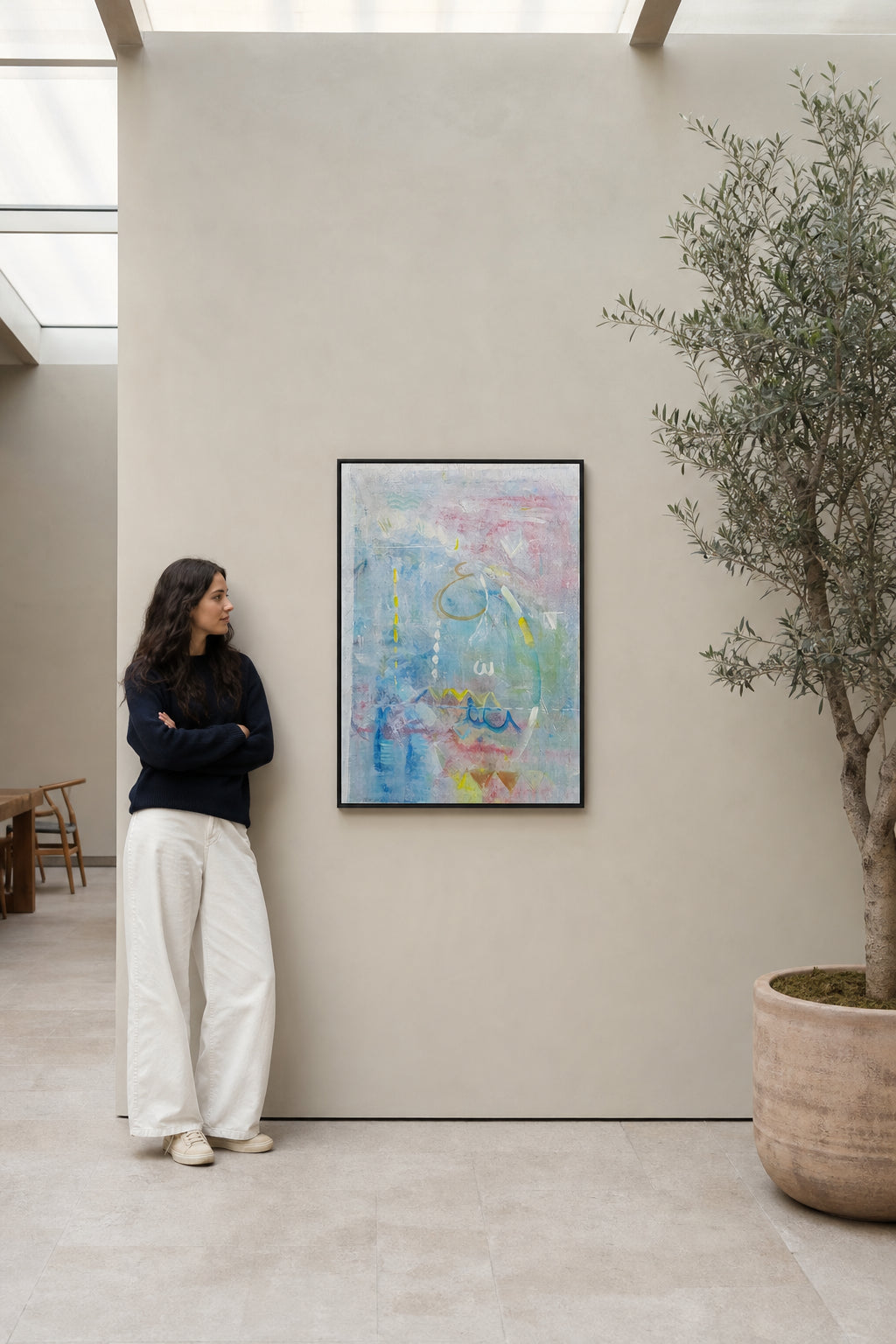 Pastel Abstract with Arabic Calligraphy - shown to scale