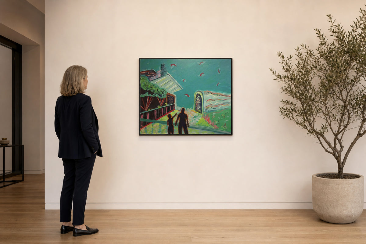 Two Figures Before House and Tunnel - shown to scale