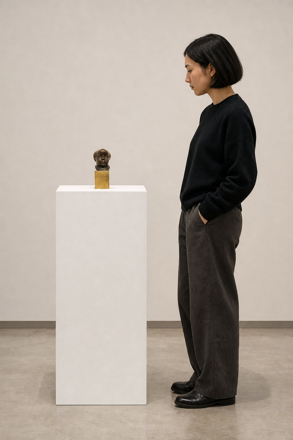 Bronze Bust of a Child - shown to scale