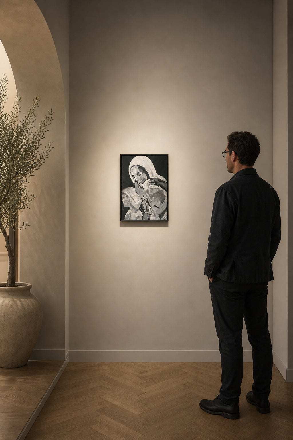 Veiled Woman and Child - shown to scale