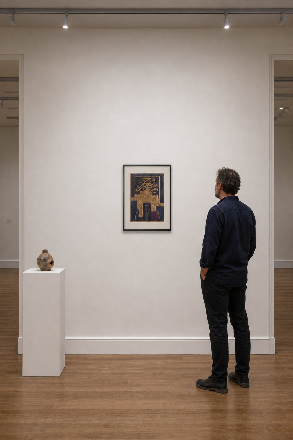 Arabic Calligraphy with Standing Figure - shown to scale