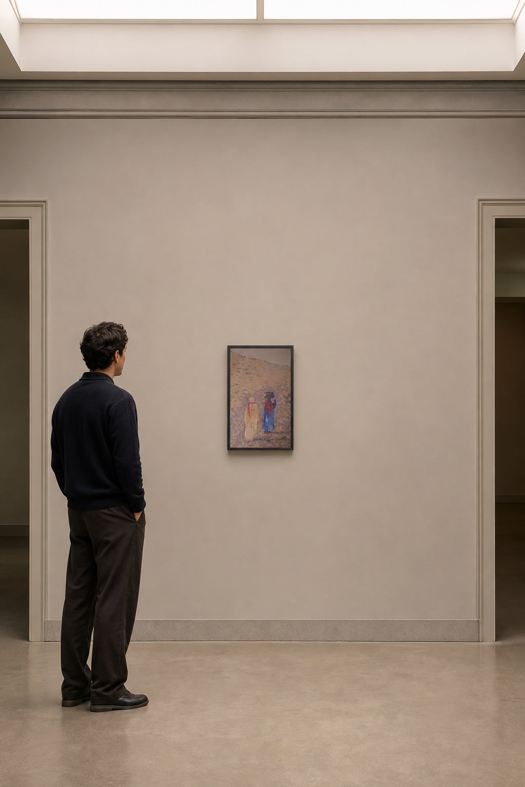 Two Figures Walking in Desert Landscape - shown to scale
