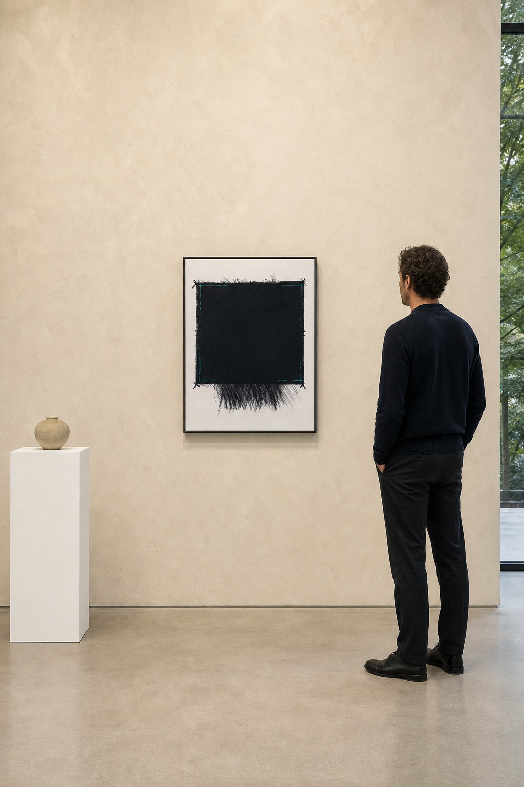 Black Square with Teal Border Marks - shown to scale