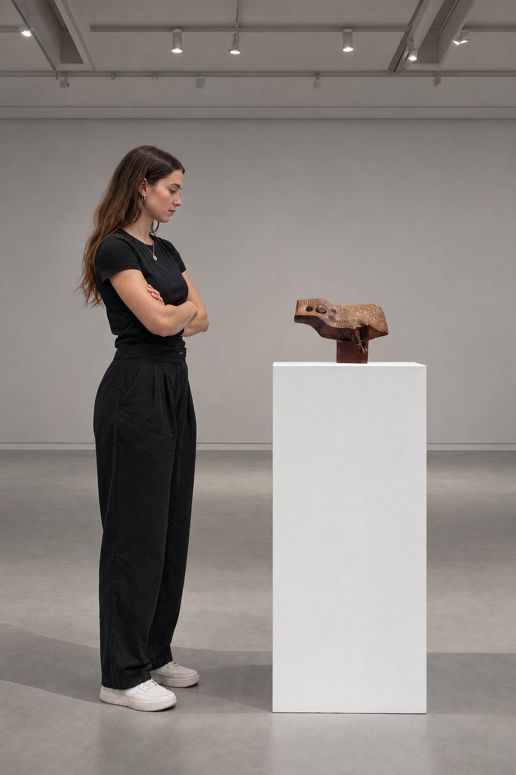 Abstract Animal Form Wooden Sculpture - shown to scale