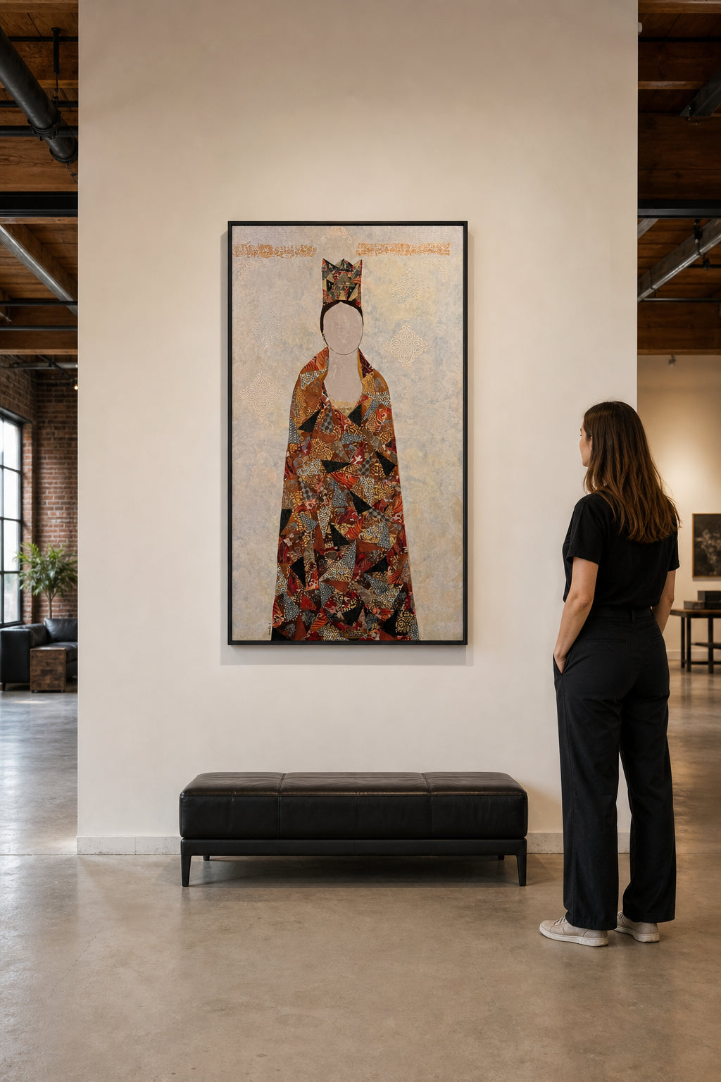Faceless Queen in Patchwork Crown Robe - shown to scale