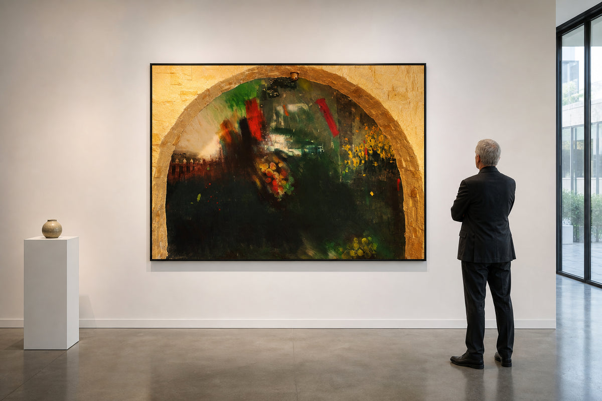Garden Scene Through Stone Arch - shown to scale
